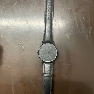 Black leather watch